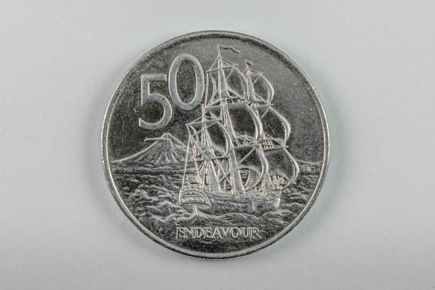 nowozelandzka moneta 50 centów ship endeavourr - herzberg zdjęcia i obrazy z banku zdjęć