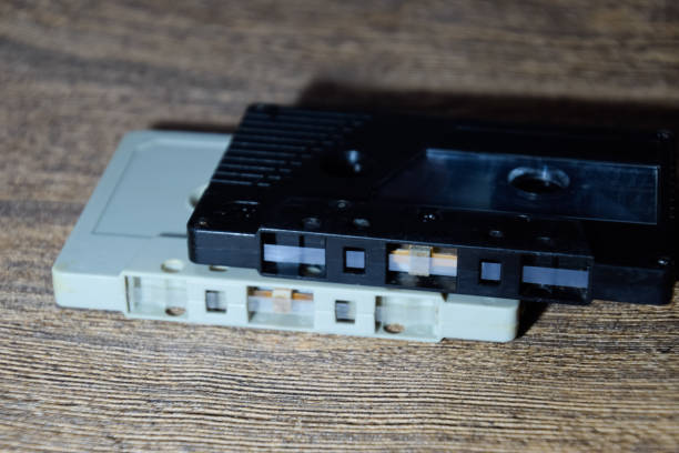 istock Audio cassette. Retro music medium, compact cassette tape recorder. 1370960079