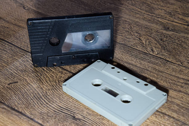 istock Audio cassette. Retro music medium, compact cassette tape recorder. 1370960086