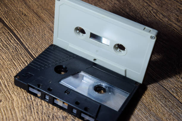 istock Audio cassette. Retro music medium, compact cassette tape recorder. 1370960087