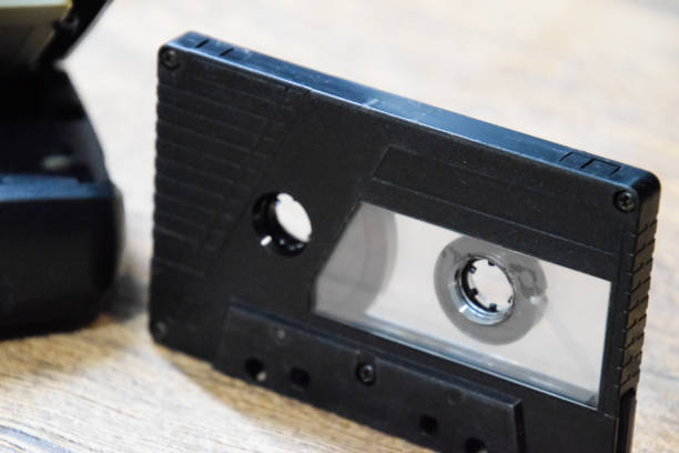 istock Audio cassette. Retro music medium, compact cassette tape recorder. 1370960091