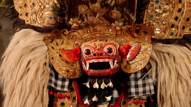 Balinese Barong Ritual Dance at Traditional Festival in Ubud Village, Bali, Indonesia