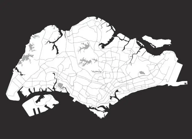 Vector illustration of Map of Singapur. Urban style