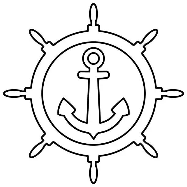 Vector illustration of Anchor and steering wheel
