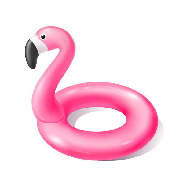 istock Realistic pink flamingo swim ring tube isolated on white background. Vector summer vacation holiday rubber toy for pool, sea, traveling. 1370967837