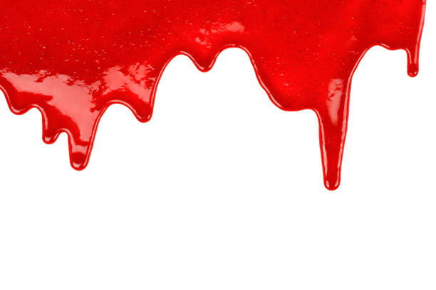 istock Cherry sweet syrup dripping on white background 1370971978