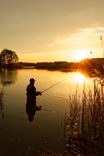 Fisherman with fishing gear