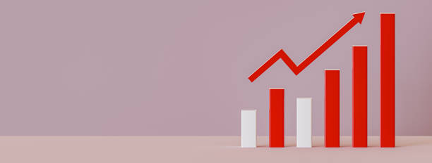 istock Rising graph, Business charts upward. Pastel palette. 3D render 1370977039