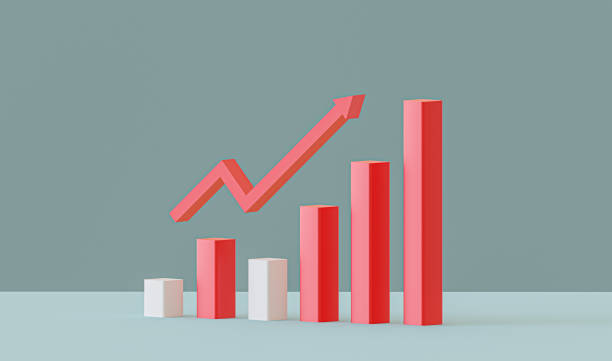 istock Business charts upward. Pastel green palette. 3D render. 1370977040