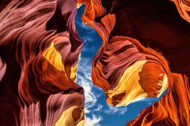 アリゾナ州アンテロープキャニオンの砂岩の崖 - antelope canyon ストックフォトと画像