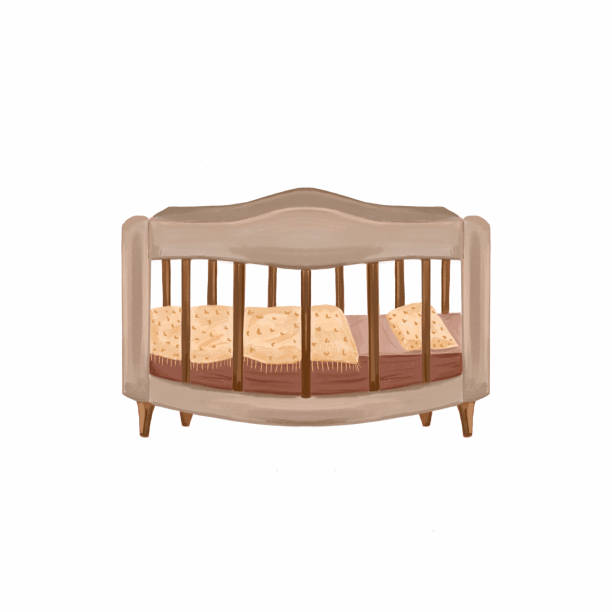 иллюстрация детская кроватка для новорожденного - fashionable party design home decorating stock illustrations
