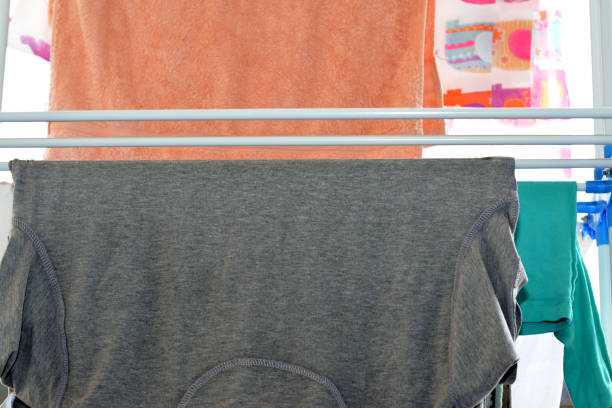 istock clothes and laundry on a plastic multi layers clothes hanger drying rack, laundry and homework and hygiene concept, drying clean clothing after washing 1370979956