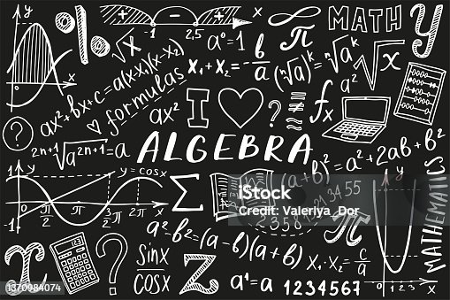 istock Maths symbols icon set. Algebra or mathematics subject doodle design. Education and study concept. Back to school background for notebook, not pad, sketchbook. Hand drawn illustration. 1370984074