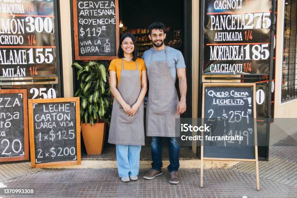 Portrait Of Charcuterie Owners Stock Photo - Download Image Now - Entrepreneur, Small Business, Latin American and Hispanic Ethnicity