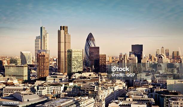 City Of London Stock Photo - Download Image Now - London - England, Financial District, Canary Wharf