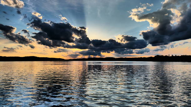 istock Nautical landscape with bluish hues in a sunset 1370998356