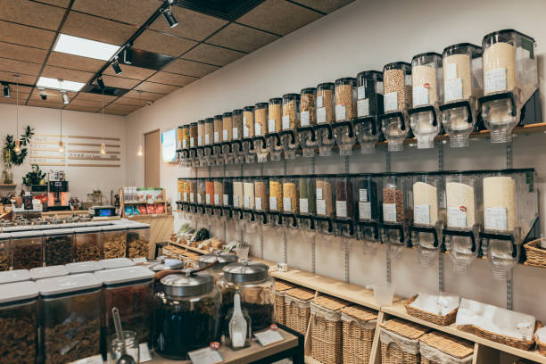istock Browse merchandise on display in eco-shops 1370998359