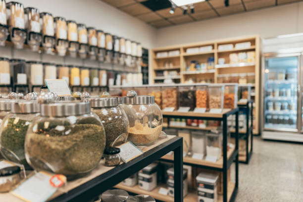 istock Browse merchandise on display in eco-shops 1370998412