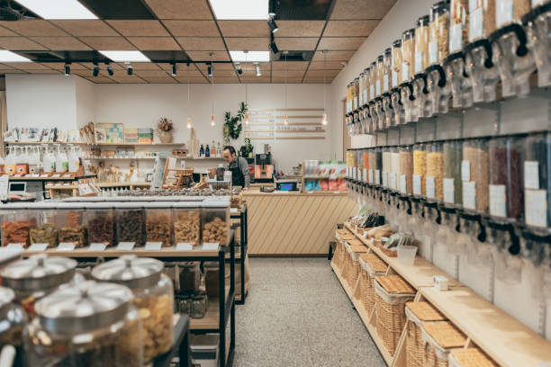 istock Browse merchandise on display in eco-shops 1370999045
