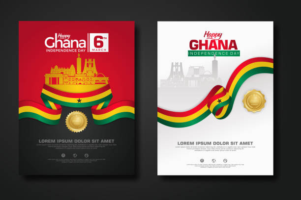 セットポスターデザイン共和国ガーナ幸せな独立記念日の背景テンプレート - ghana点のイラスト素材／クリップアート素材／マンガ素材／アイコン素材