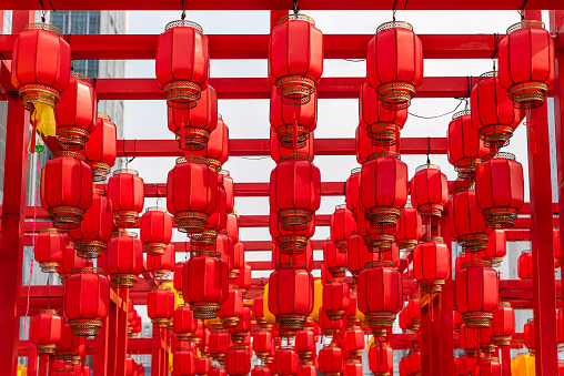 Lanterns display at temple for Chinese New Year celebration
