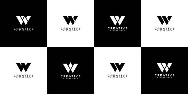 ilustraciones, imágenes clip art, dibujos animados e iconos de stock de conjunto de iniciales letra w diseño vectorial abstracto del logotipo - w
