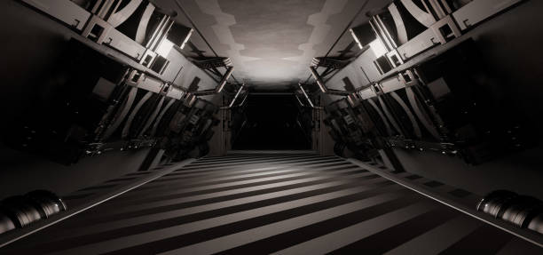 istock Empty dark room, Modern Futuristic Sci Fi Background. 3D illustration 1371008219