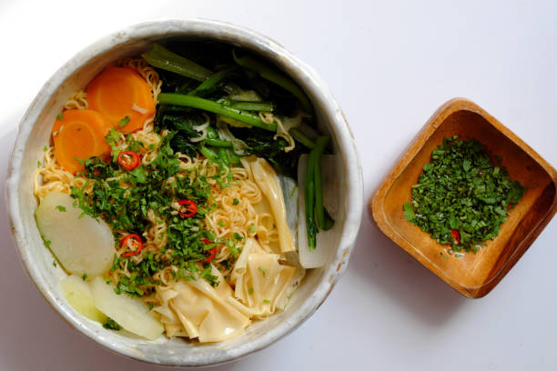 istock Vietnamese vegan quick breakfast, instant noodle bowl 1371009259