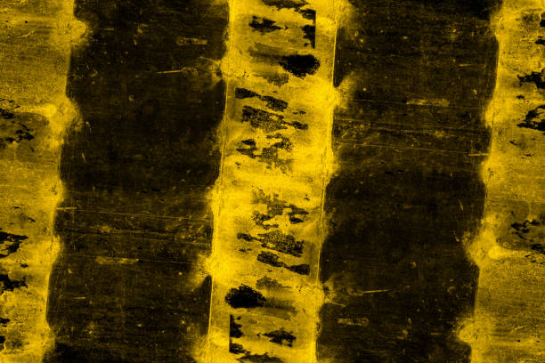 Yellow color abstract concrete floor surface with random scratches for background