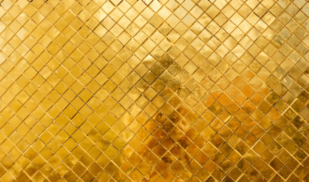istock Gold tile mosaic wall glitter background texture Luxury and Elegant 1371011056