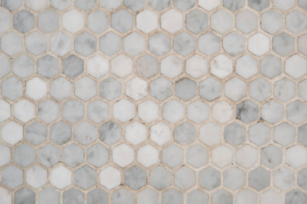istock Natural colored hexagons marble floor laid together as floor or wall, abstract background texture. 1371011159