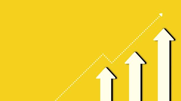 istock Business development to success and growing growth concept. Arrow sign growth on yellow background 1371013265