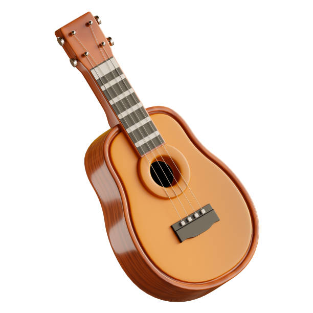 ilustração trandy de guitarra em fundo branco. renderização 3d. - folk music audio - fotografias e filmes do acervo