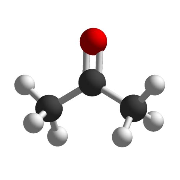 acetone 3d struttura molecolare isolata su fondo bianco chimica molecola atomo - hydrogen bonding foto e immagini stock