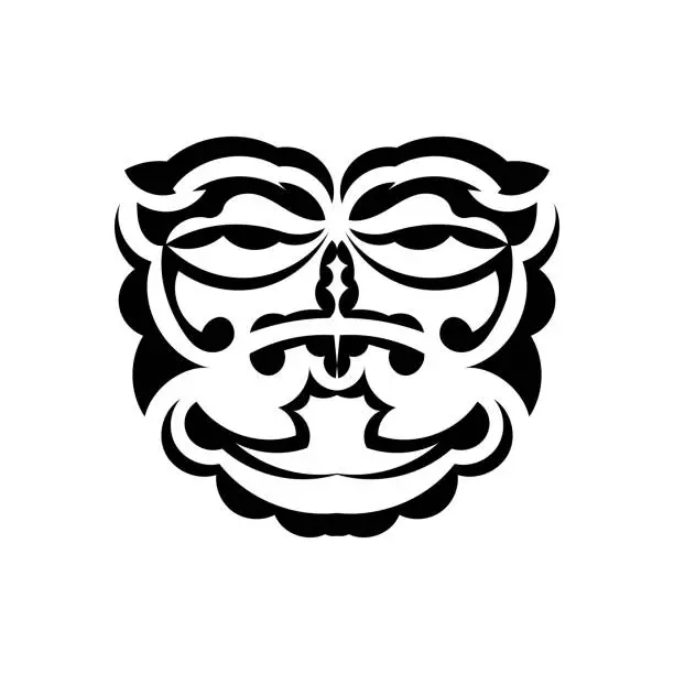 Vector illustration of Tribal mask. Traditional totem symbol. Black tribal tattoo. Isolated. Vector.