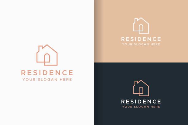 logo residence for business minimalistyczna koncepcja tożsamości marki. geometryczny, złoty i luksusowy. - home interior stock illustrations