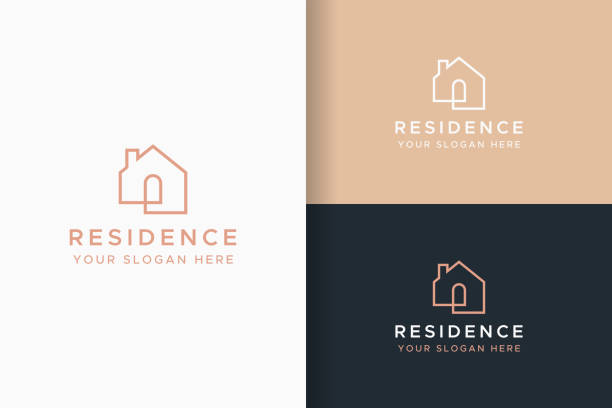 logo residence for business minimalist concept brand identity. geometric, gold, and luxury. - emlak ofisi stock illustrations