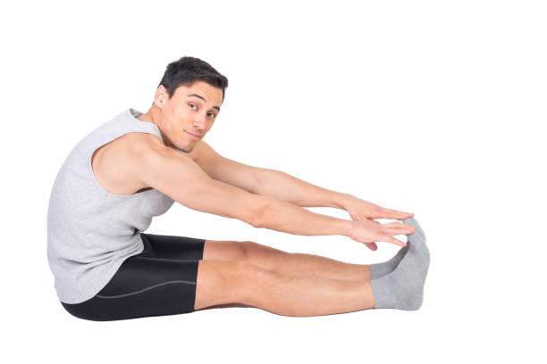 Photo man performing a runner's stretch exercise.