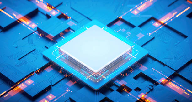 istock 3D rendering of cyberpunk AI. Circuit board. Technology background. Central Computer Processors CPU and GPU concept. Motherboard digital chip. Tech science background. 1371030351