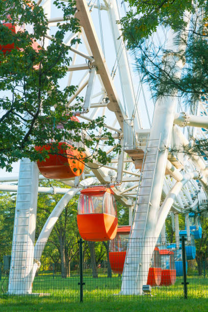 istock Amusement ferris wheel in the park. grass background. 1371032834