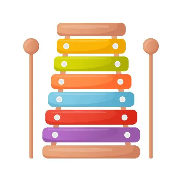 Vector illustration of cartoon vector colorful xylophone toy