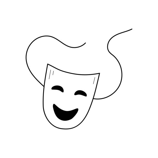 Theater drama mask outline icon Theater drama mask outline icon. Actor face mask isolated line drawing element. Vector illustration video charades stock illustrations