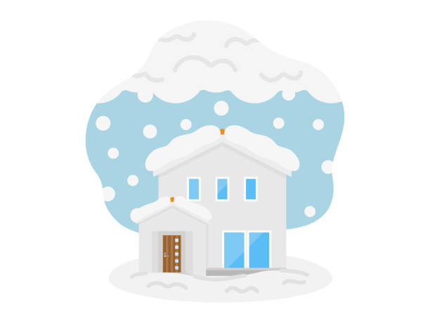 istock Illustration of a house with heavy snow and snow. 1371036316