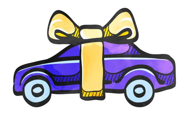 Vector illustration of Watercolor style icon Car prize