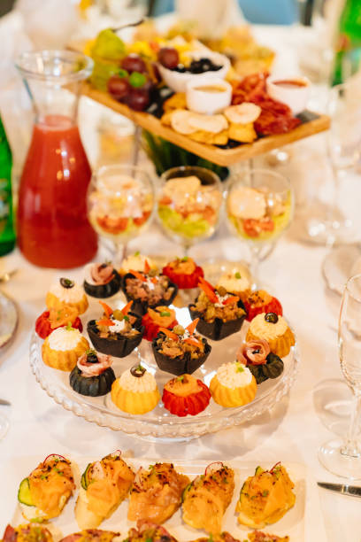 istock tartlets with salads, snacks and drinks. the buffet. 1371041980