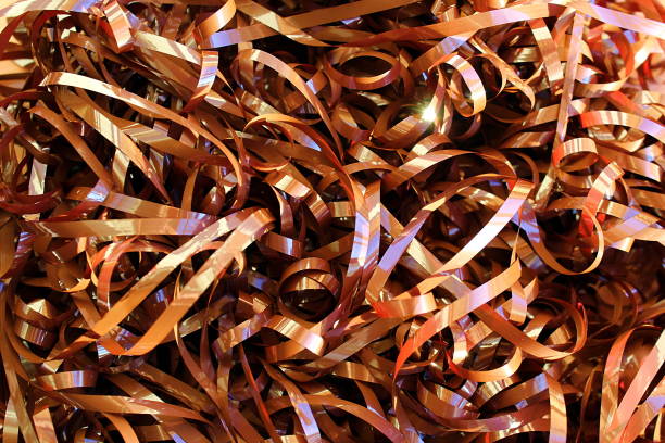 istock Texture unwound brown tape from an old music cassette 1371042723