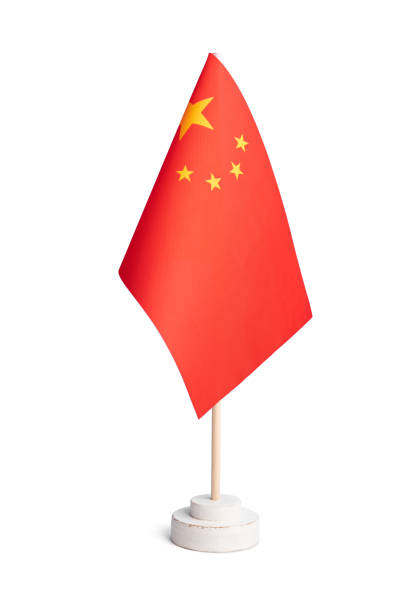 Small table flag of China isolated on white background stock photo
