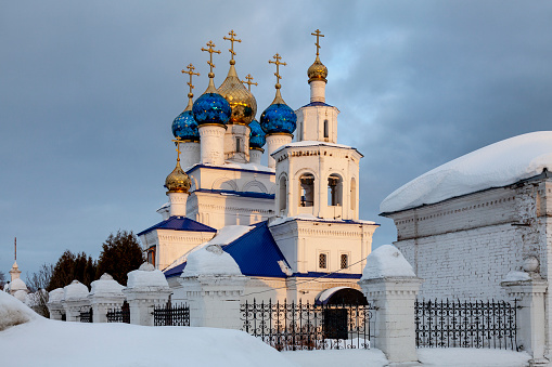 Church of Saint George,  Snow landscape in Dardhe village, Korça