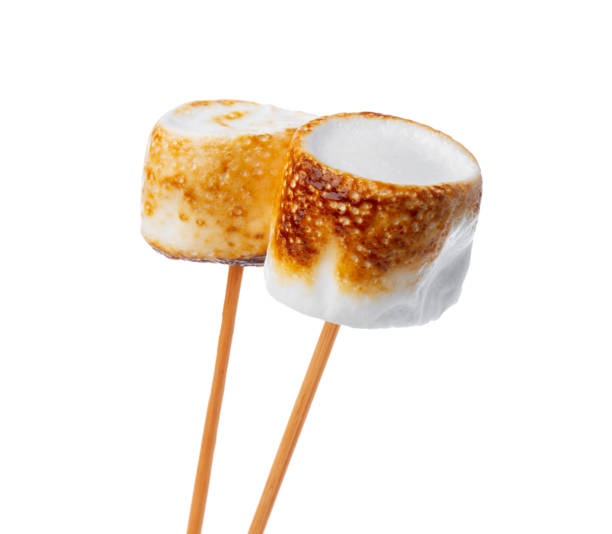 istock Grilled marshmallows on sticks isolated on white 1371046779