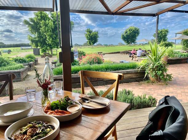 Alfresco Resturant with Garden Views stock photo